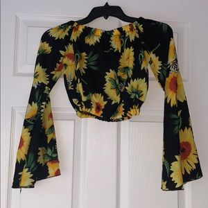 Off the shoulder Sunflower crop top